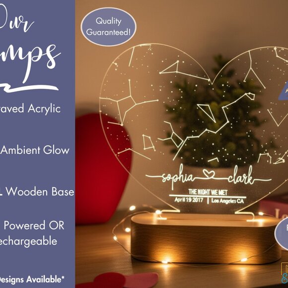 Couples Custom Star Map | Date & Location Night Light for Her - Picture 3 of 8
